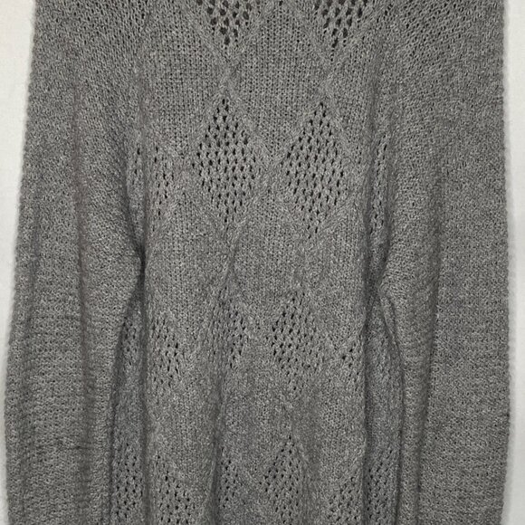 American Eagle Womens Open Cable Knit Tunic Sweater Size Extra Large Gray Cozy - Picture 12 of 15